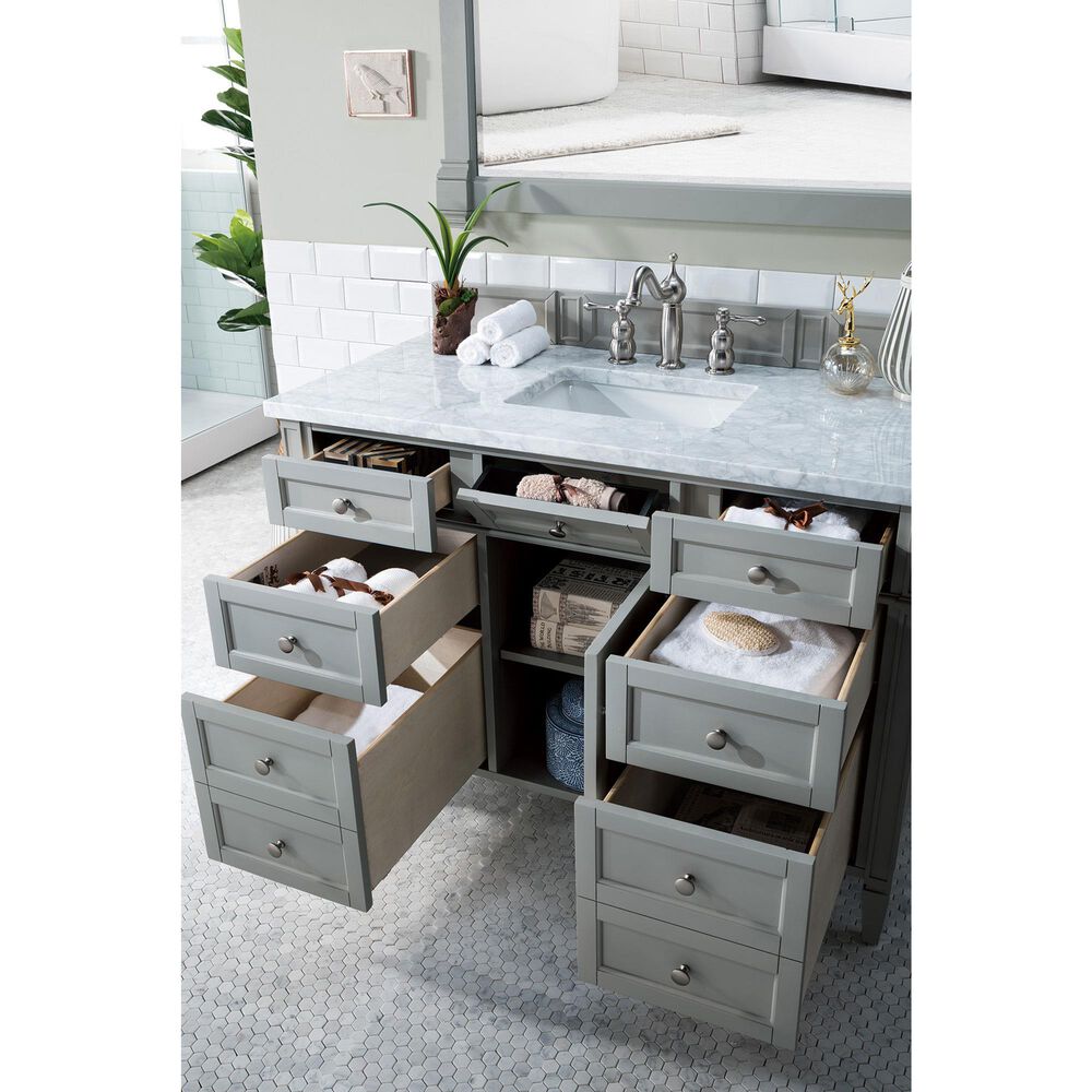 James Martin Vanities Brittany 48&quot; Single Bathroom Vanity in Urban Gray with 3 cm Carrara White Marble Top and Rectangle Sink, , large