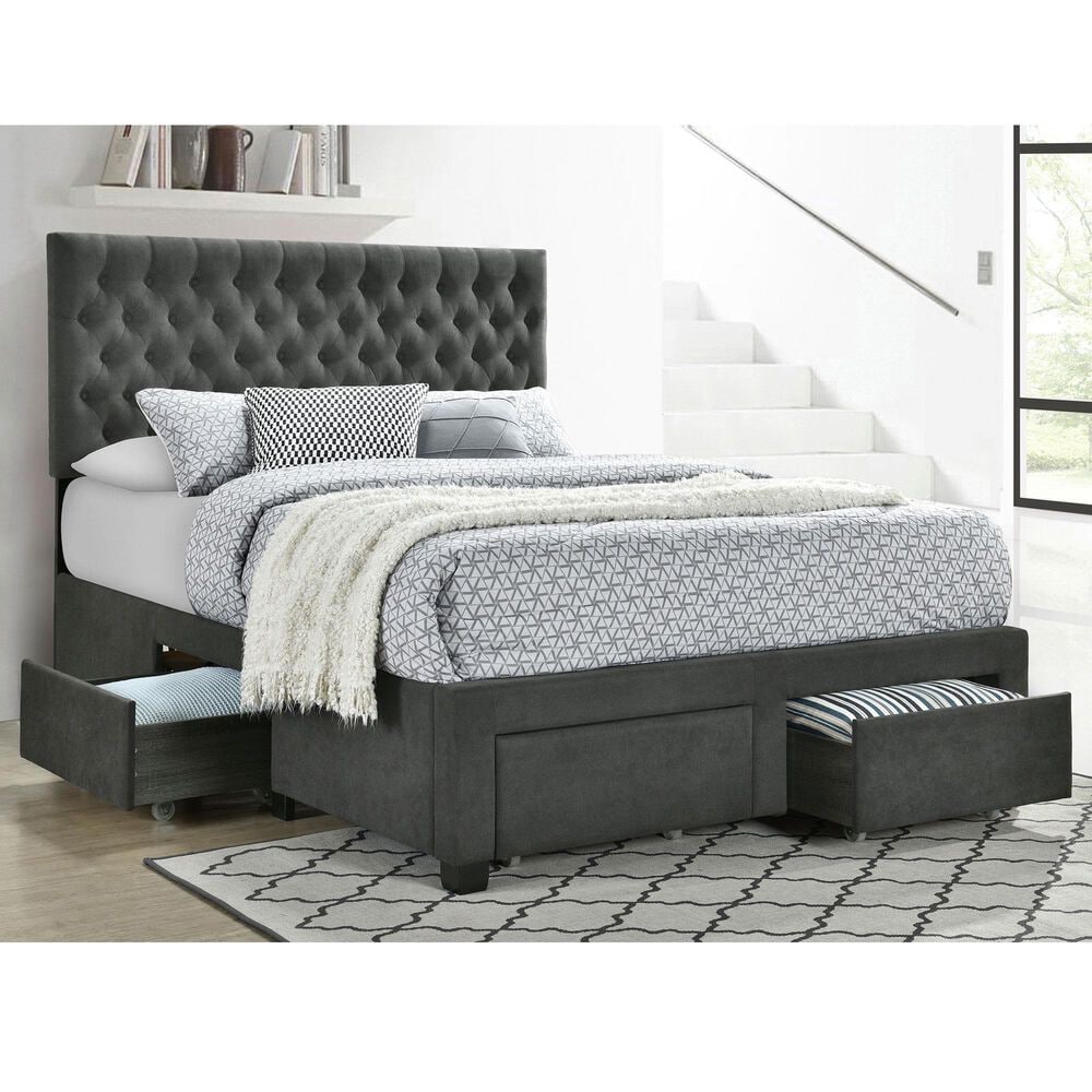Pacific Landing Soledad Queen Upholstered Storage Bed in Grey, , large