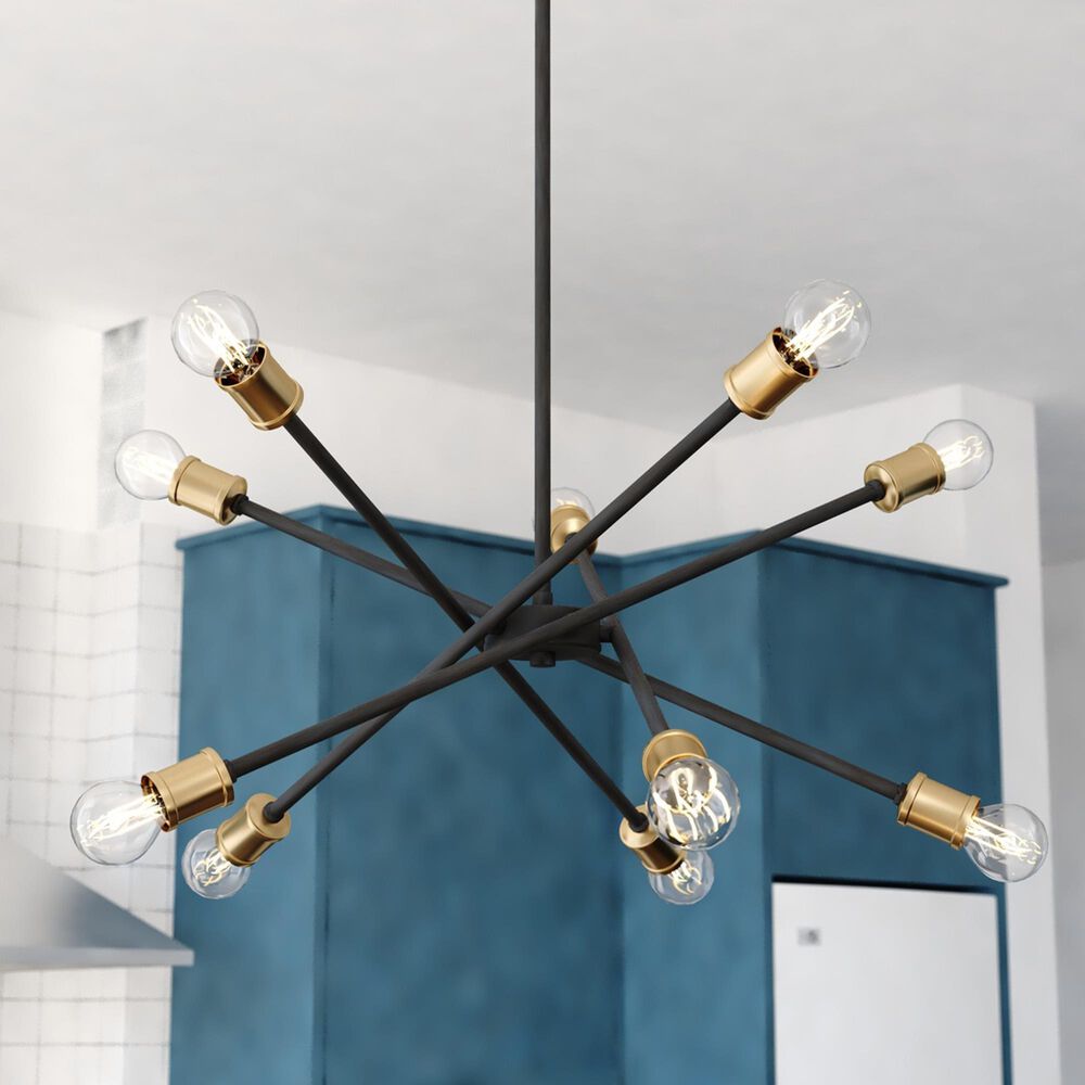 Vaxcel International Co. Ltd. Gresham 10-Light Chandelier in Antique Gold with Matte Black, , large