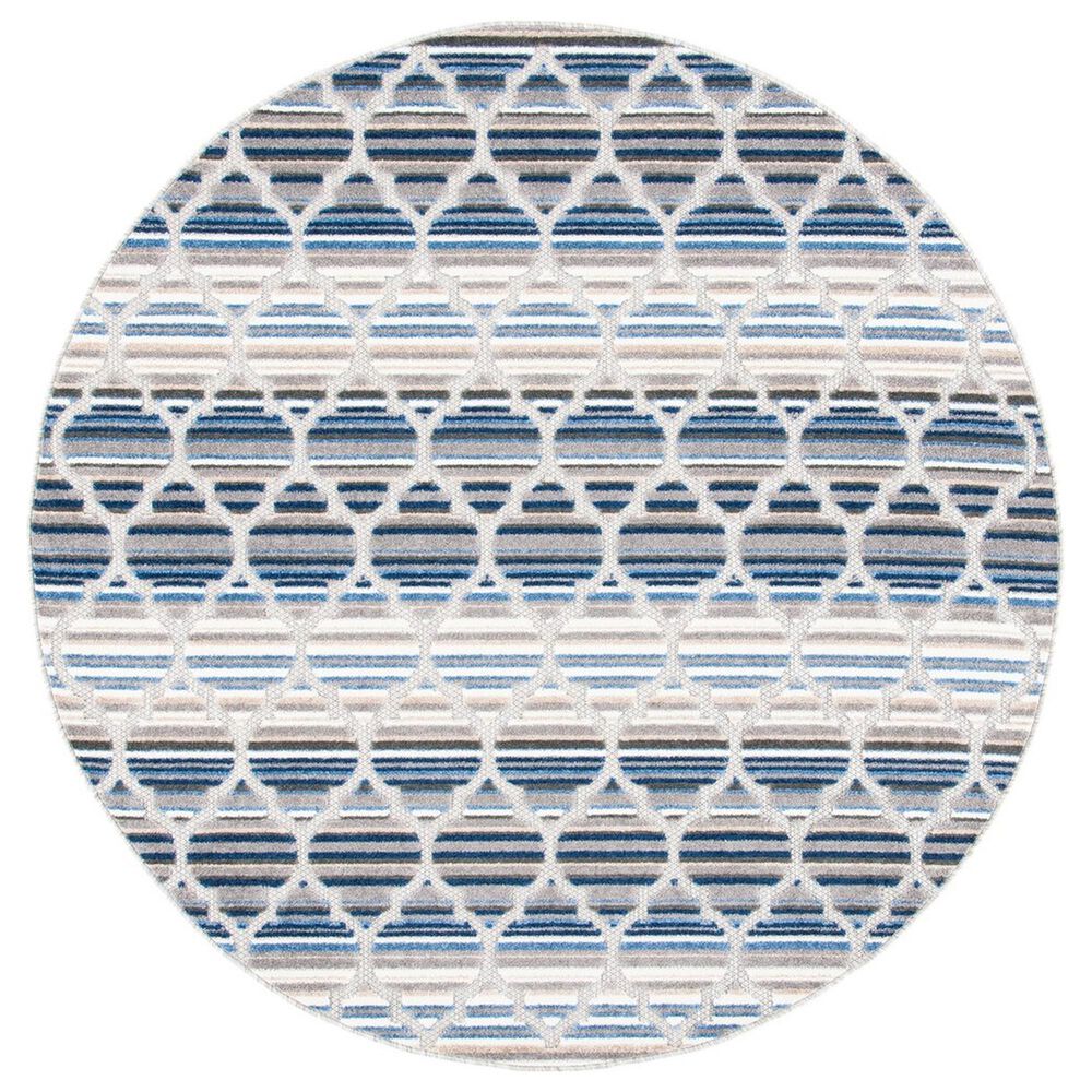 Safavieh Cabana CBN333M 3" Round Blue and Grey Indoor/Outdoor Area Performance Rug, , large