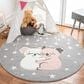 Safavieh Carousel Animals 5"3" Round Grey and Ivory Kids  Area Rug, , large