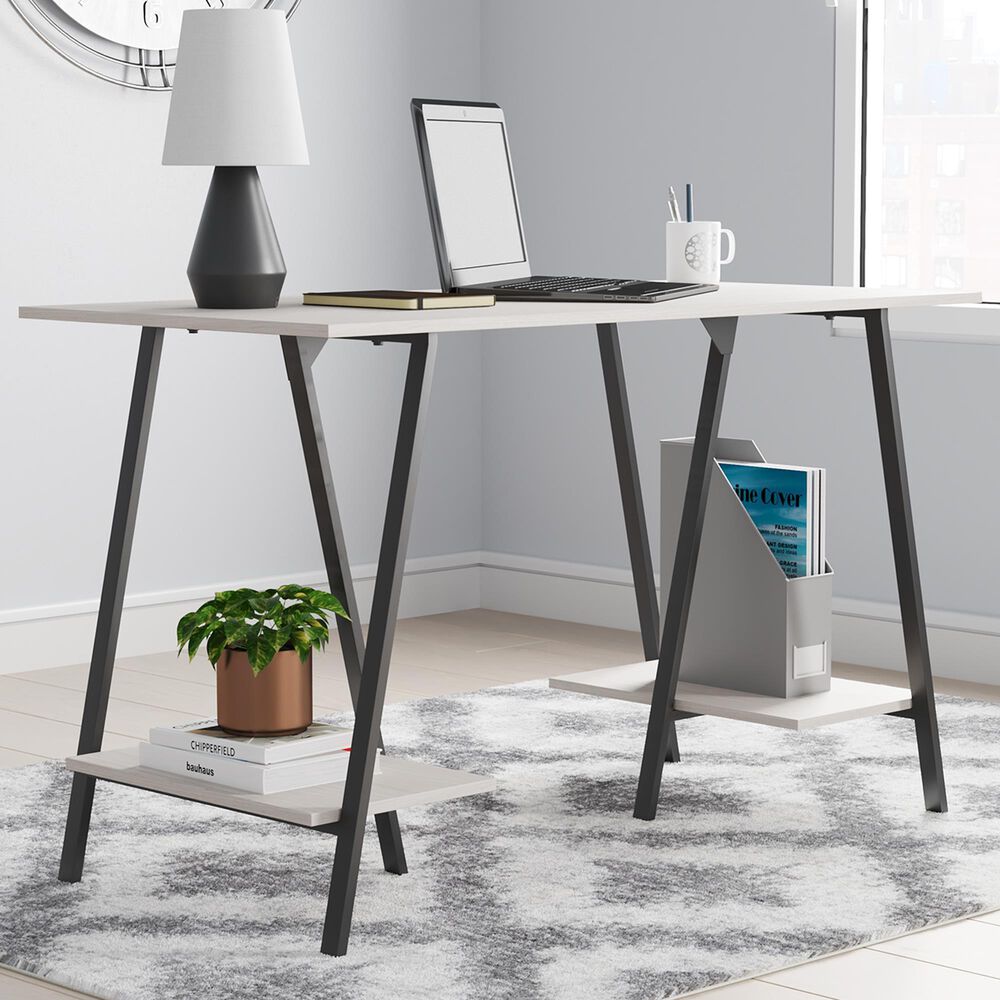 Ashley Bayflynn 2-Shelf Desk in White and Black, , large