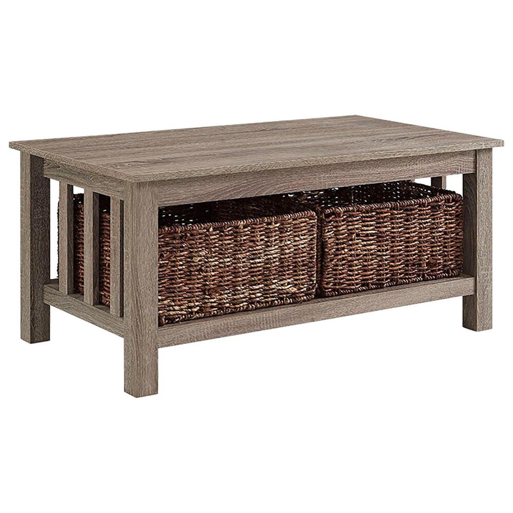 Walker Edison Mission Storage Coffee Table in Driftwood NFM