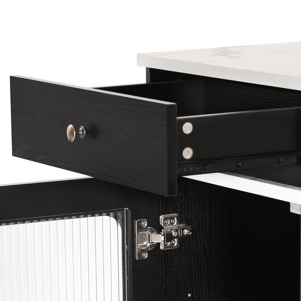 HOMLUX 60" Kitchen Island in Black, , large
