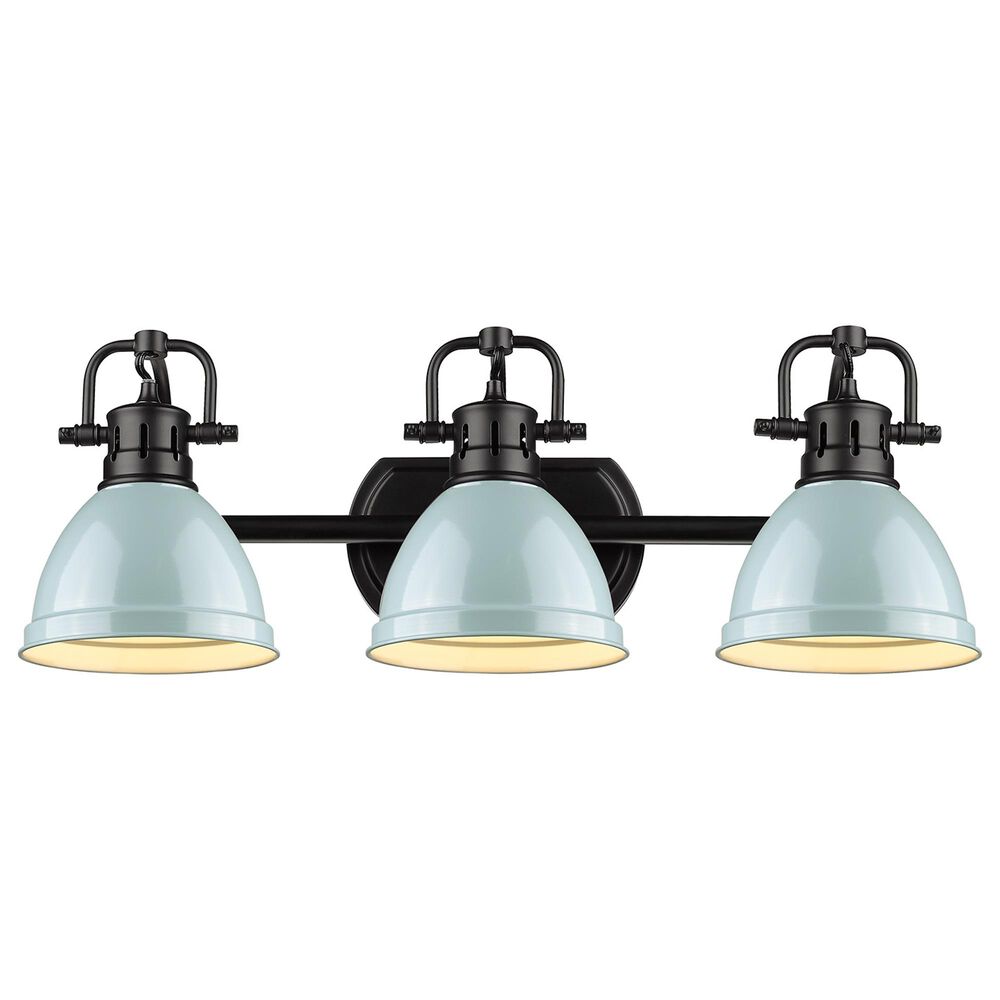 Golden Lighting Duncan 3-Light Bath Vanity in Matte Black and Light Blue, , large