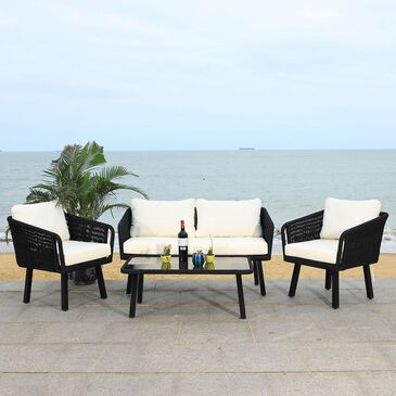 Safavieh Kerson 4-Piece Rope Living Set in Black/Beige, , large