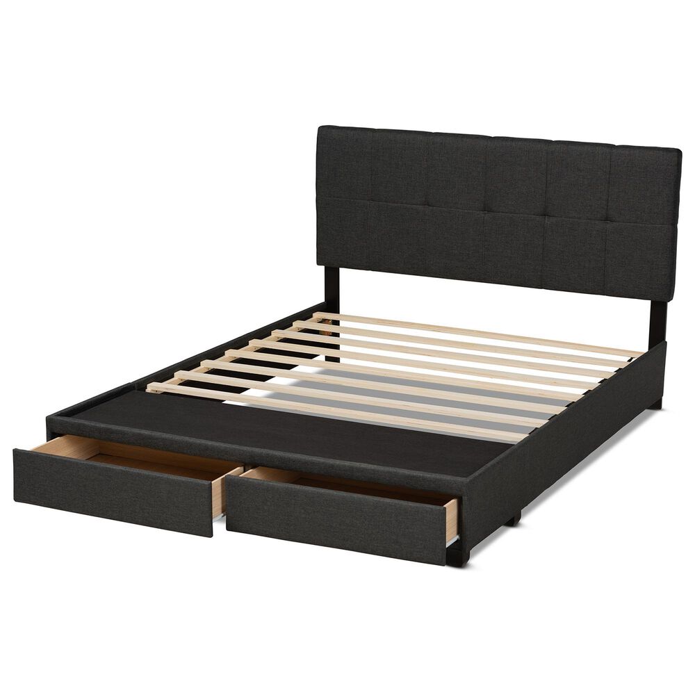 Baxton Studio Netti Queen Storage Bed with Dark Grey Upholstered in Black, , large
