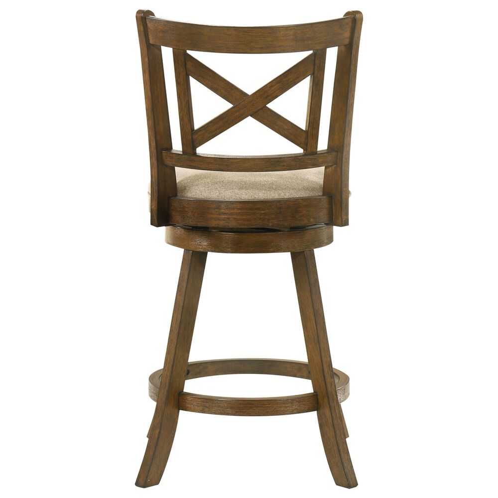 Armen Living Kodi Swivel Counter Height Stool with Light Scone Upholstery in Sepia Brown, , large