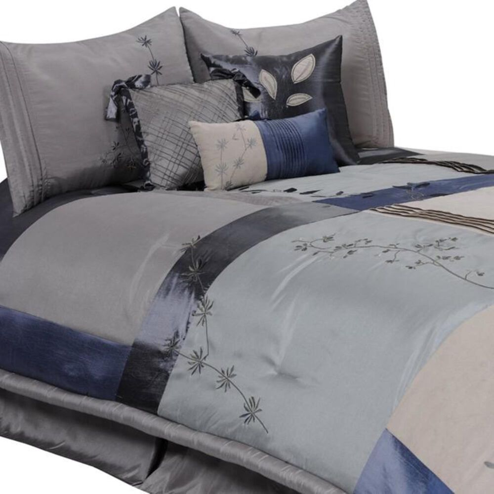 Epoch Hometex Back To Nature 7 Piece King Comforter Set in Blue, , large