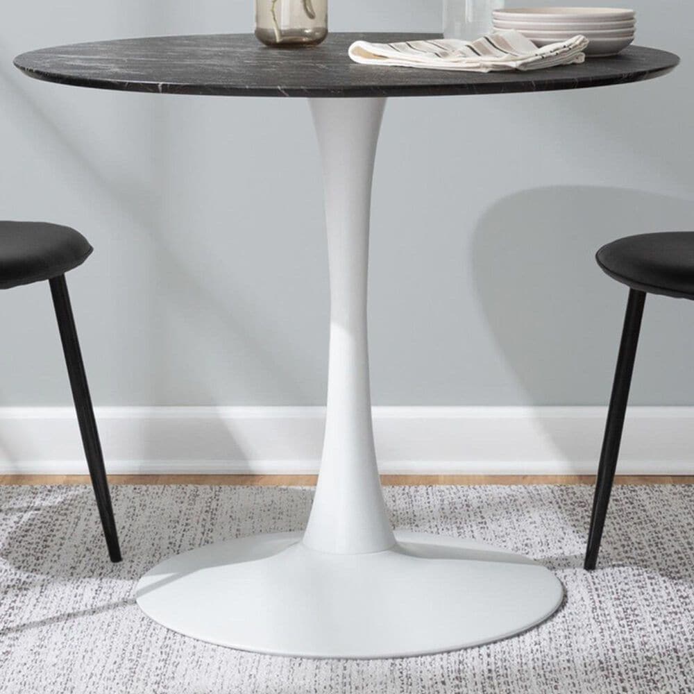LumiSource Pebble Dining Table in White and Black - Table Only, , large