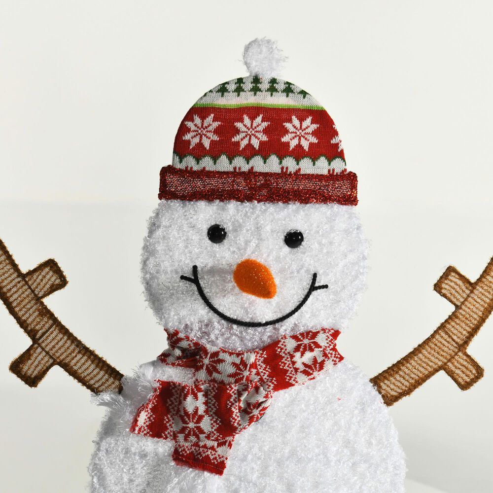HOMLUX 3-Piece Snowman Set with LED Lights in White, , large