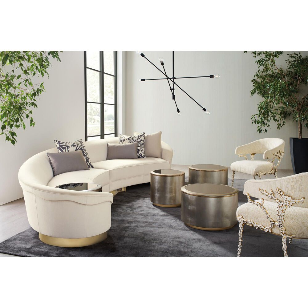 Schnadig Caracole Upholstery Accent Chair in Gold Brush and White Enamel, , large