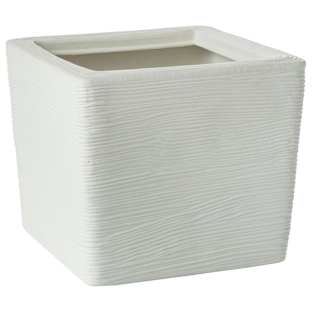 Alfresco Home Shabby Square Patio Planter in Pearl White, , large