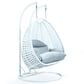 Leisuremod 2-Seat Hanging Egg Swing Chair with Light Grey Cushion in White, , large
