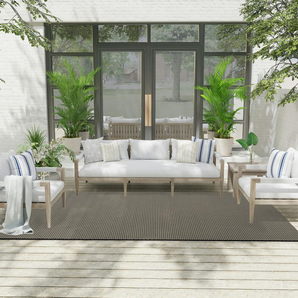 Nourison Courtyard Black and White 6&#39; x 9&#39; Indoor/Outdoor Area Rug, , large