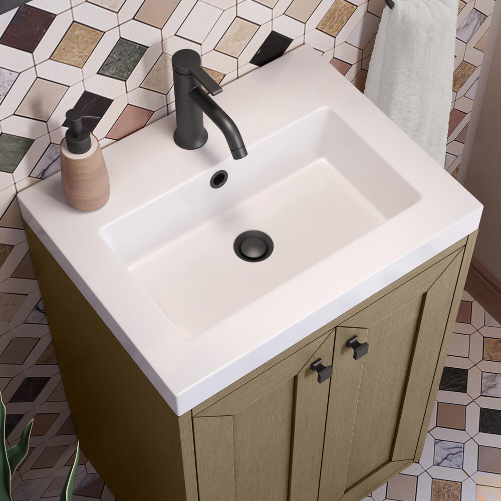 James Martin Vanities Chianti 20" Single Bathroom Vanity in Walnut Whisper and Brushed Nickel with 2 cm White Glossy Composite Stone Top and Rectangular Sink, , large