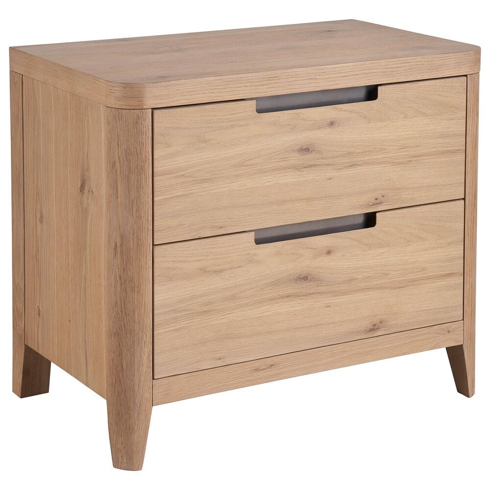 Universal Furniture Modern Walker 4 Piece King Panel Bedroom Set in Natural Oak with AC Outlets and USB Ports, , large