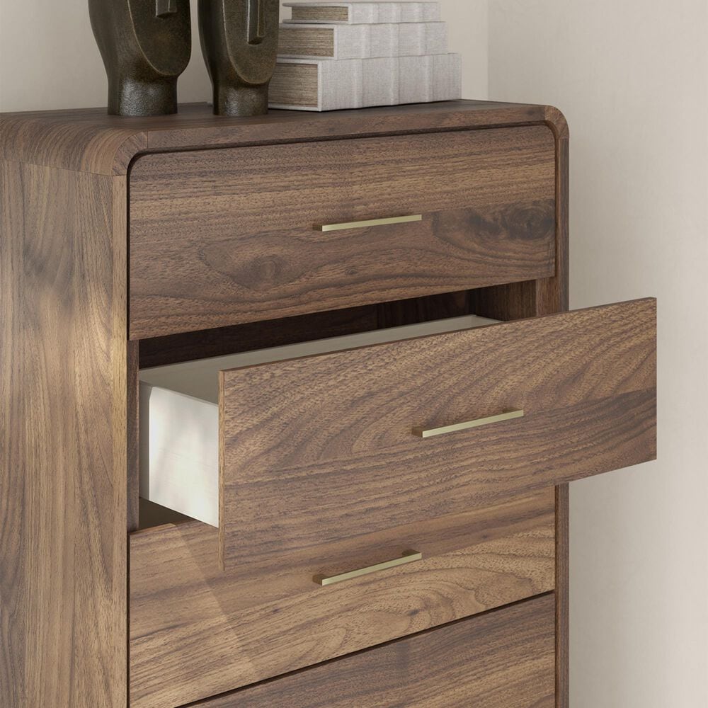 Ashley Fortlorn 5-Drawer Chest in Walnut Brown, , large