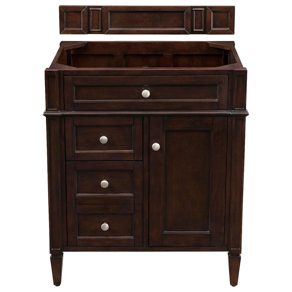 James Martin Vanities Brittany 30&quot; Single Bathroom Vanity in Burnished Mahogany with 3 cm Parisien Bleu Quartz Top and Rectangular Sink, , large