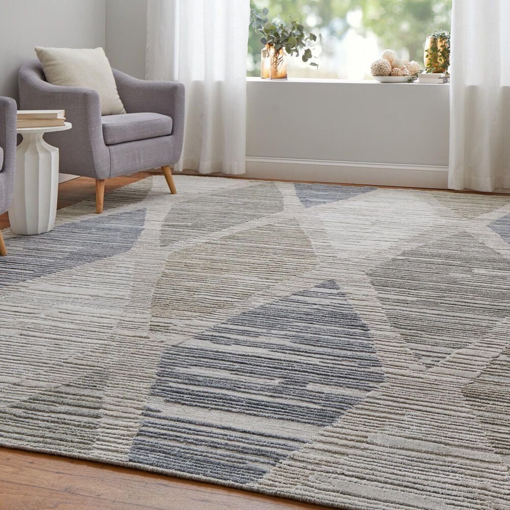 Feizy Elias 5&#39; x 8&#39; Ivory and Blue Area Rug, , large