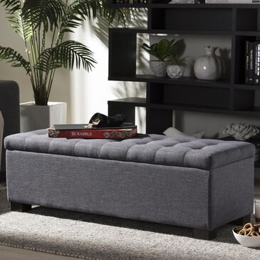 Baxton Studio Roanoke Upholstered Storage Ottoman Bench in Dark Grey, , large