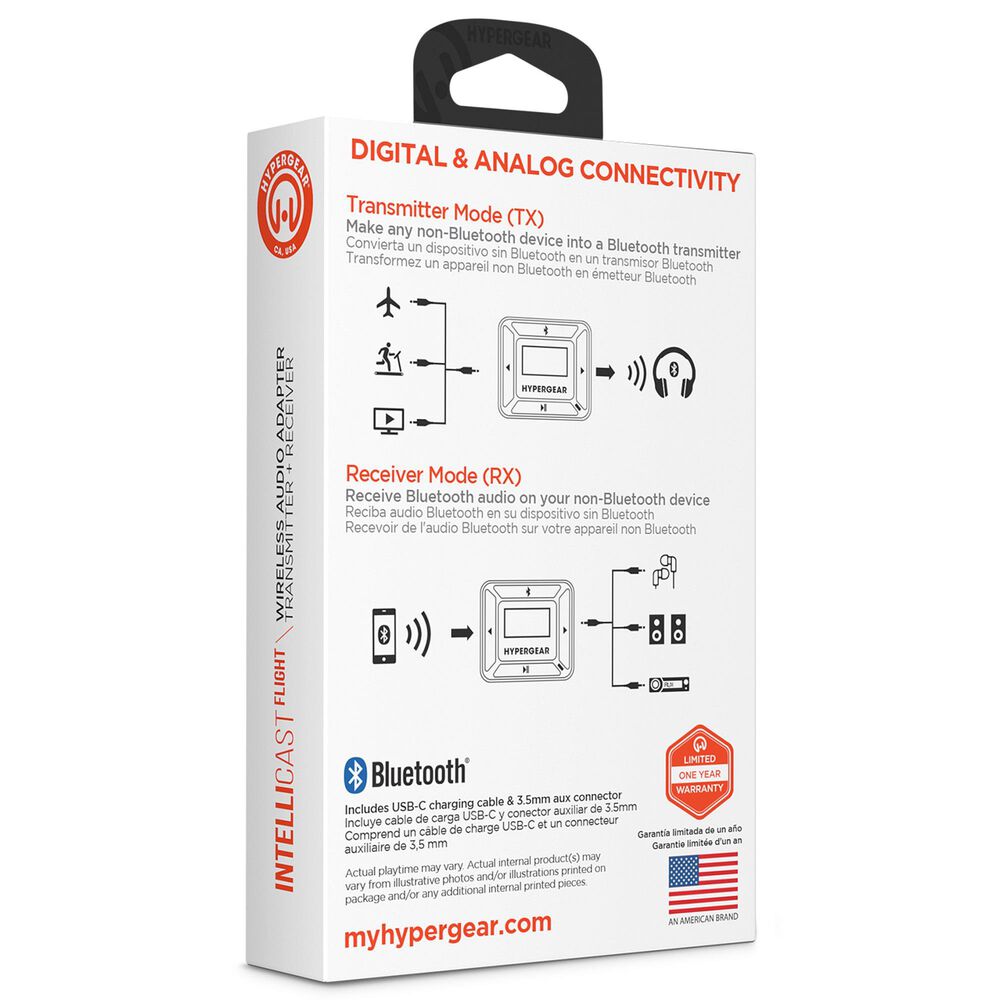 Hypercel HyperGear IntelliCast Flight Audio Adapter with Transmitter and Receiver in Black, , large