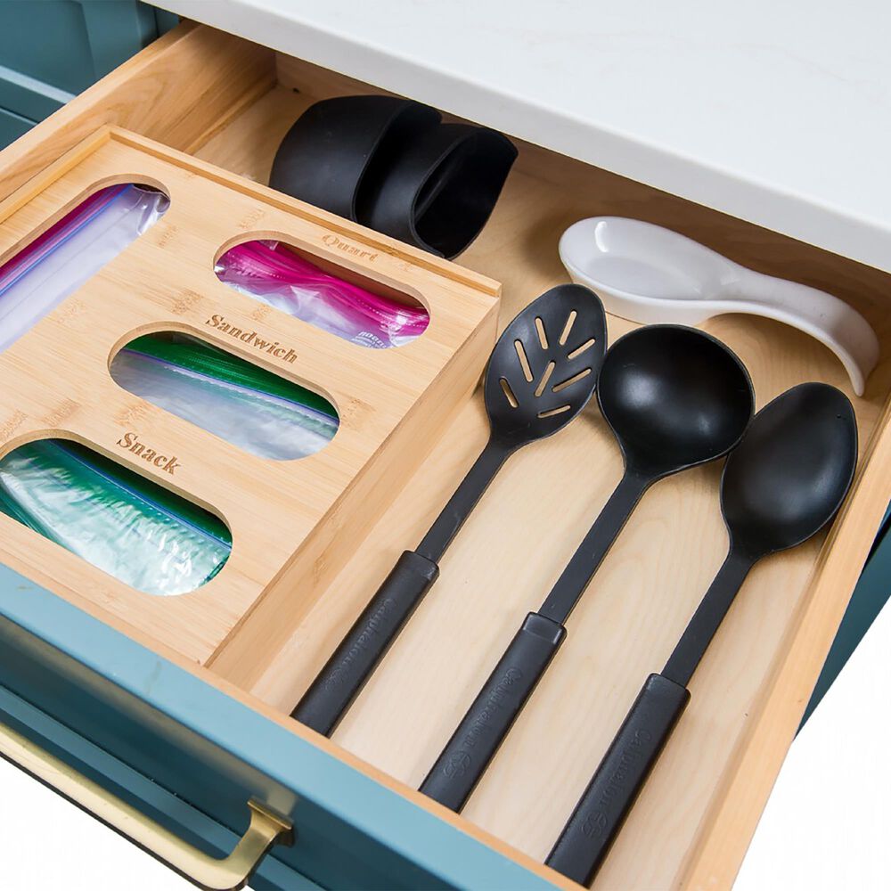 Lipper International Bamboo Storage Bag Holder in Brown, , large