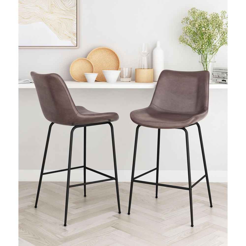 Zuo Modern Byron Counter Chair in Brown/Black, , large