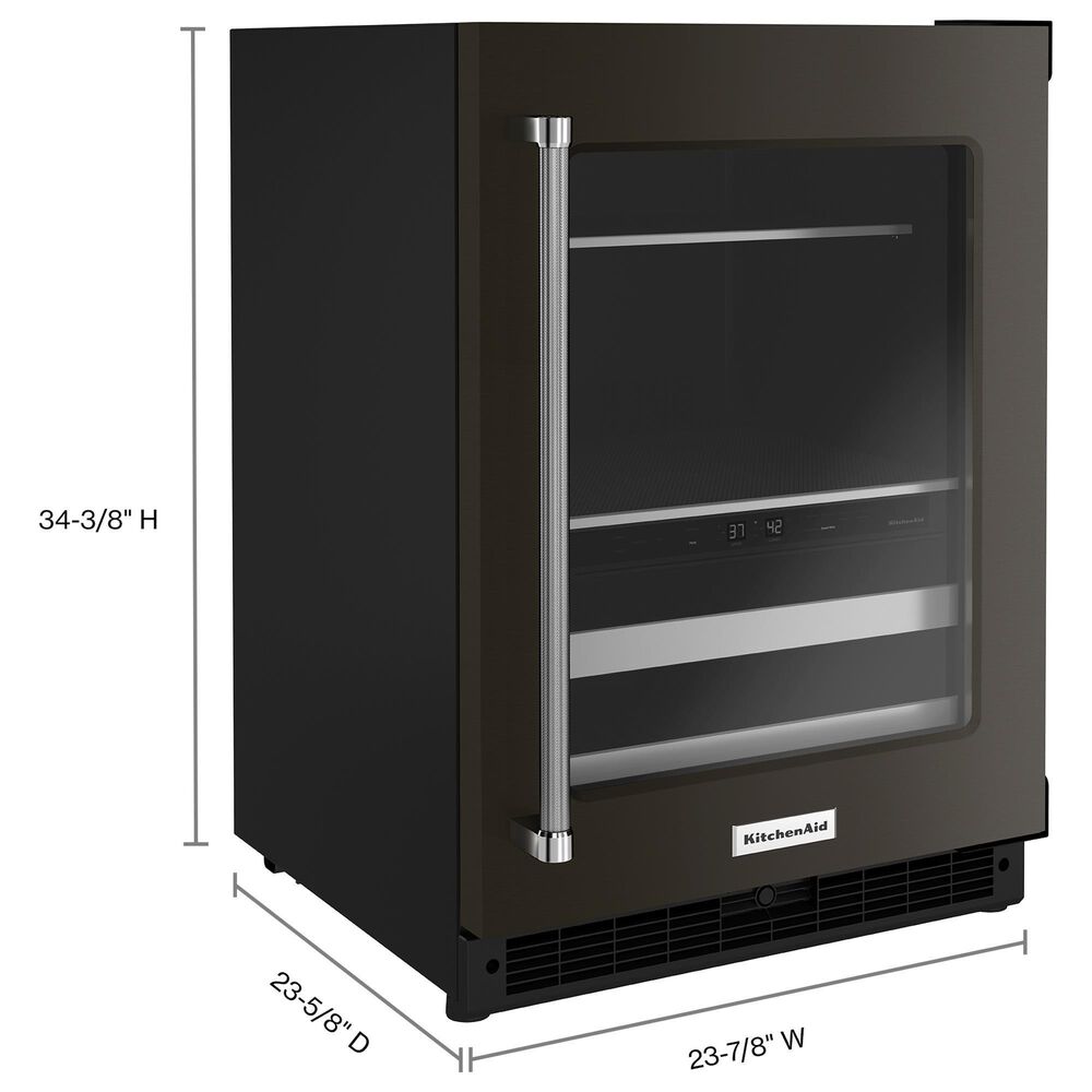 KitchenAid 24&quot; Beverage Center with Right Hinge and Metal-Front Racks in Black Stainless Steel, , large