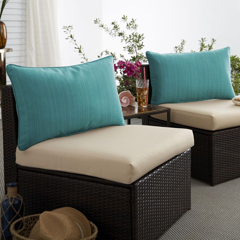 Sorra Home Sunbrella 16" x 26" Pillow in Dupione Deep Sea (Set of 2), , large