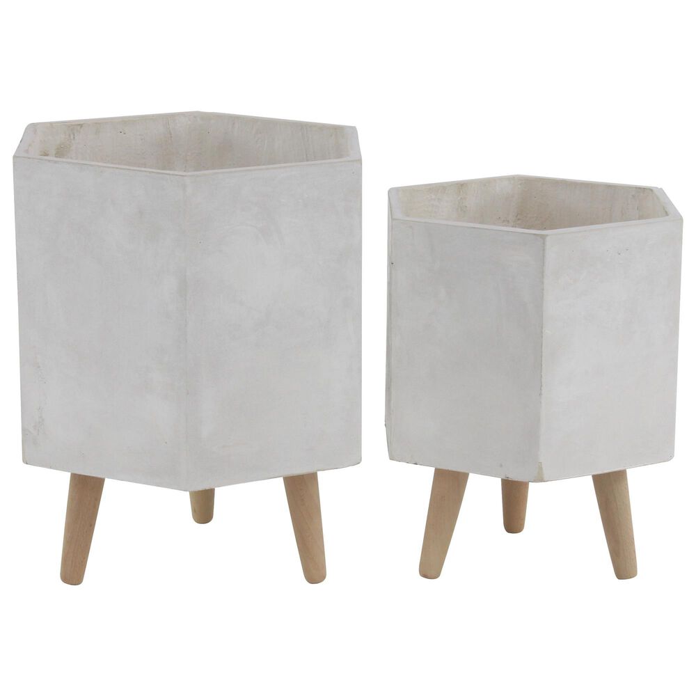 Maple and Jade Assorted Planters in White (Set of 2), , large