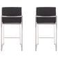 Lumisource Fuji High Back Counter Stool with Black Faux Leather Cushion in Stainless Steel (Set of 2), , large