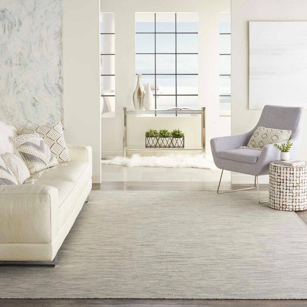 Nourison Positano 10&#39; x 14&#39; Light Grey Indoor/Outdoor Area Rug, , large