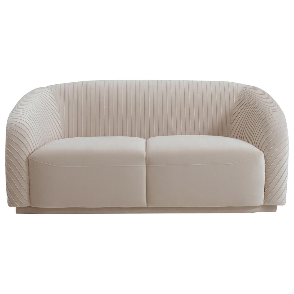 Tov Furniture Yara Loveseat in Beige Velvet Nebraska Furniture Mart