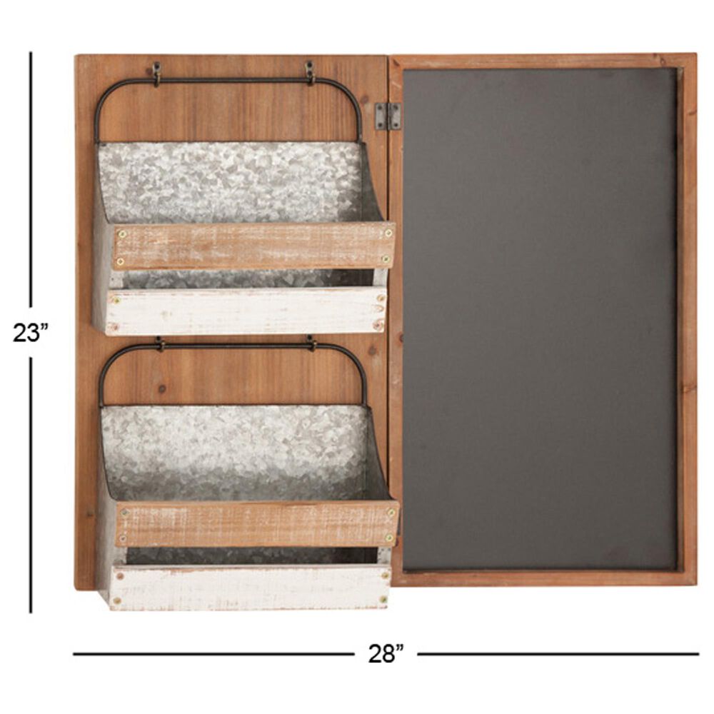 Maple and Jade 23&quot; Magazine Rack Holder in Brown, White and Grey, , large