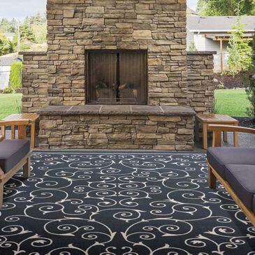 Nourison Home and Garden RS019 7"9" x 10"10" Black Area Rug, , large