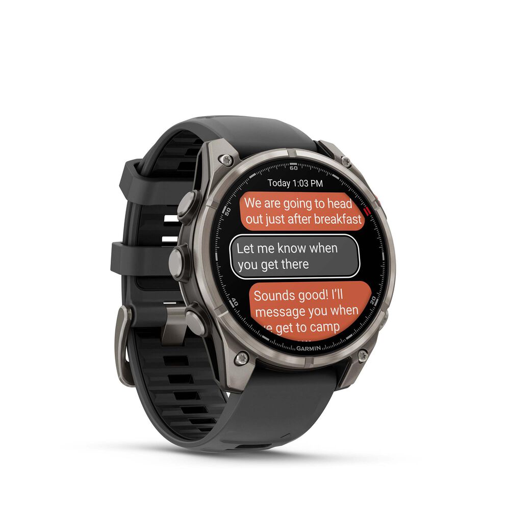 Garmin Fenix 8 Pro Sapphire AMOLED Smartwatch 47mm Titanium Case with Graphite Black Silicone Band, , large