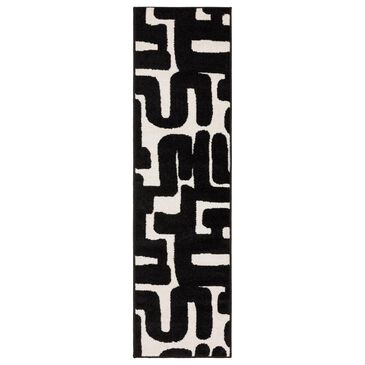 ROW by Oriental Weavers Quinn Abstract Black and Ivory 2" x 7" Runner, , large
