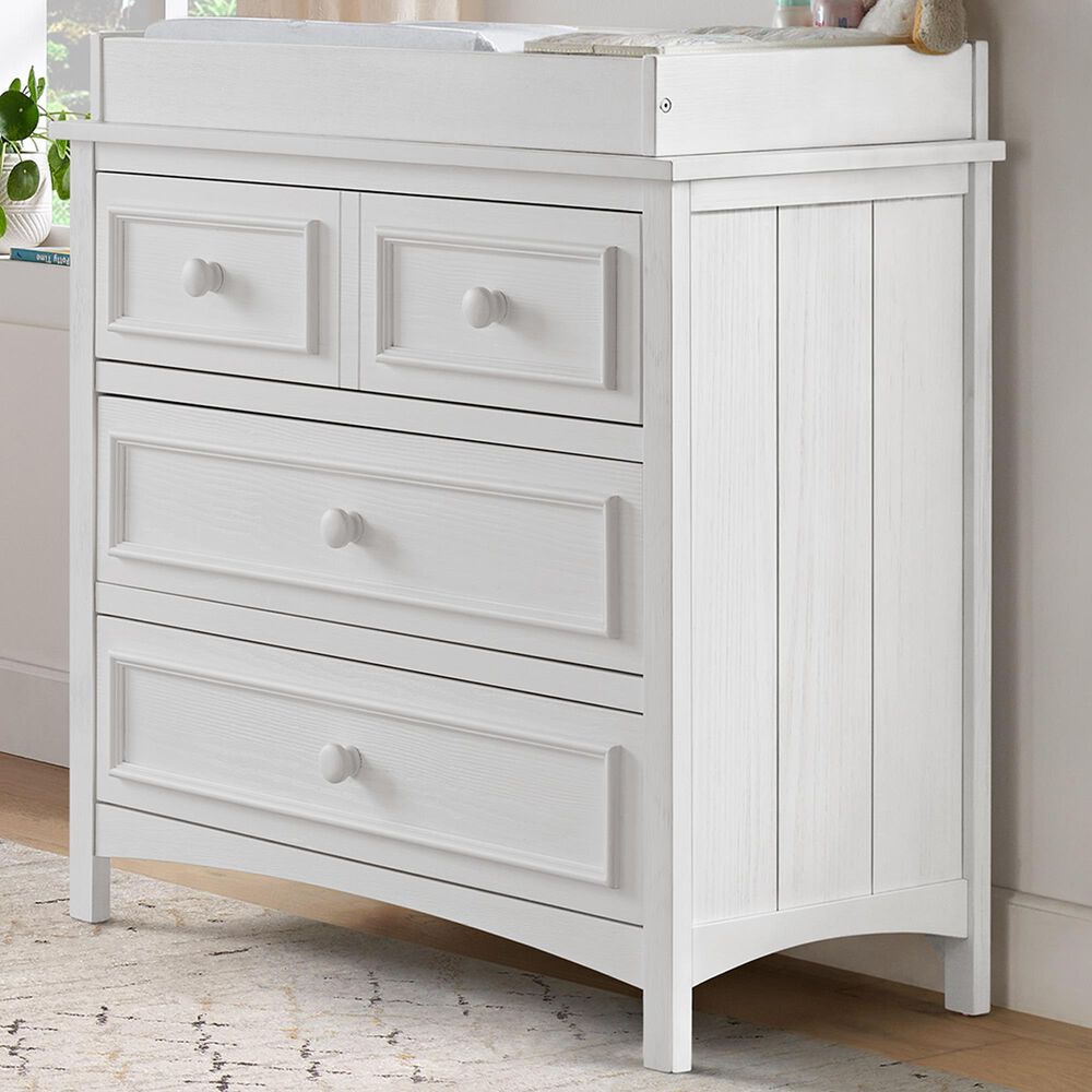 Oxford Baby Bennett 3-Drawer Dresser with Changing Topper in Rustic White, , large