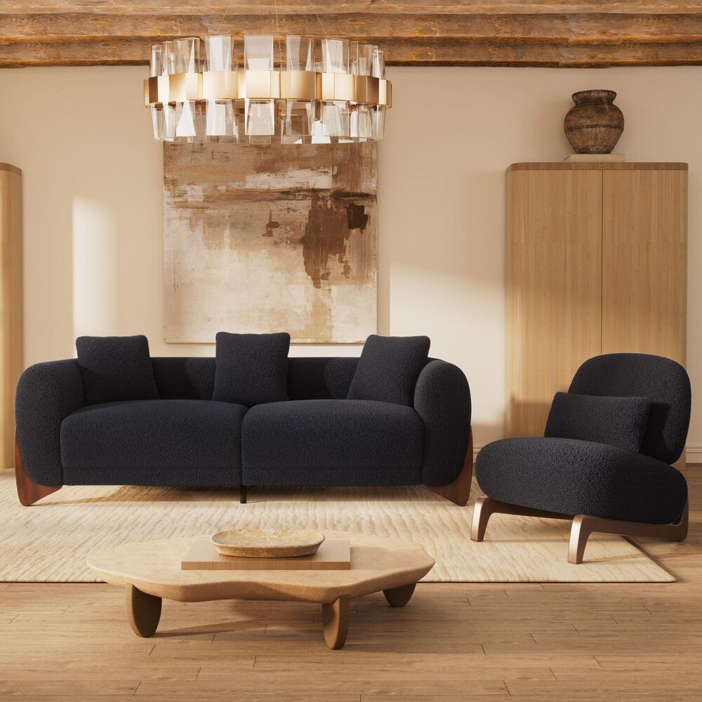 Morden Fort Cloud Boucle Stationary Sofa in Black, , large