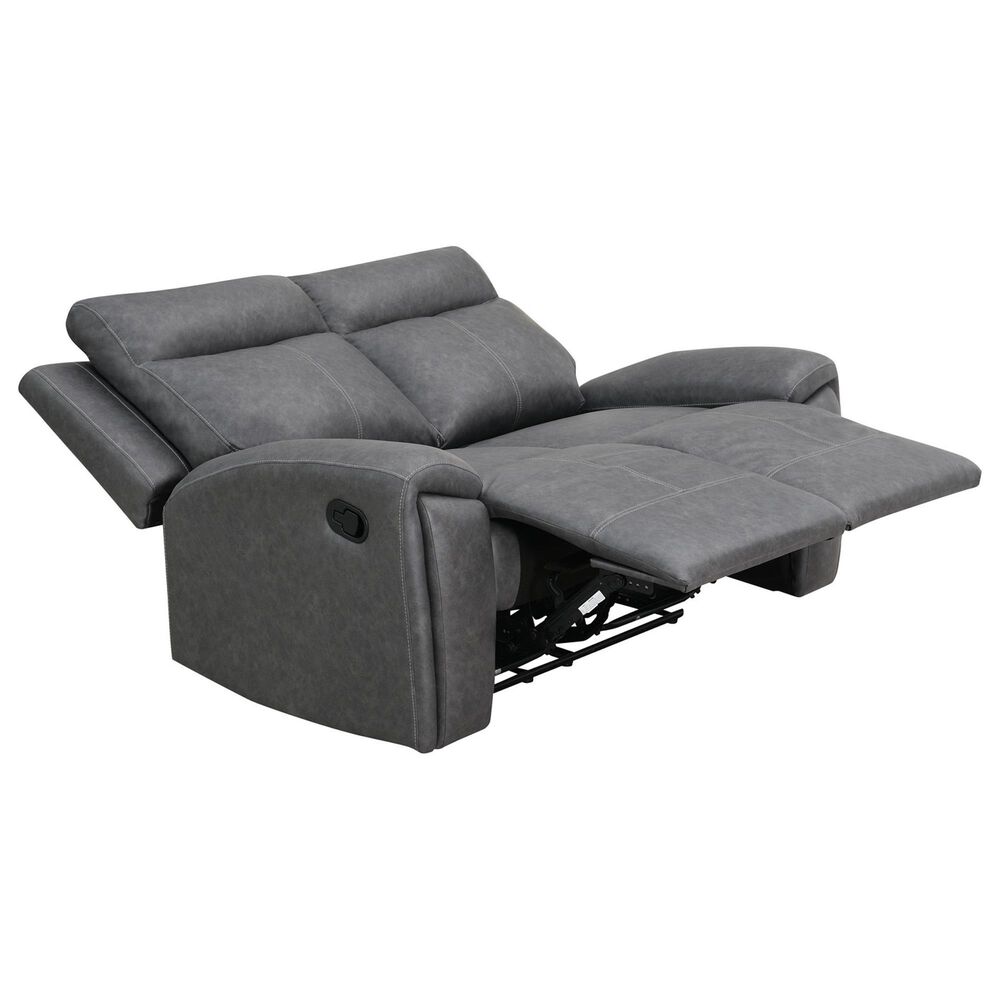 Steve Silver Gaston Manual Reclining Loveseat in Graphite Gray, , large