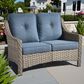 HOMLUX Outdoor Rattan Loveseat with Ergonomic Backrest in Denim Blue, , large