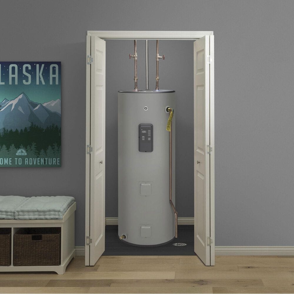 GE Appliances 50-Gallon Smart Tall Electric Water Heater with Anode Sensing in Gray, , large