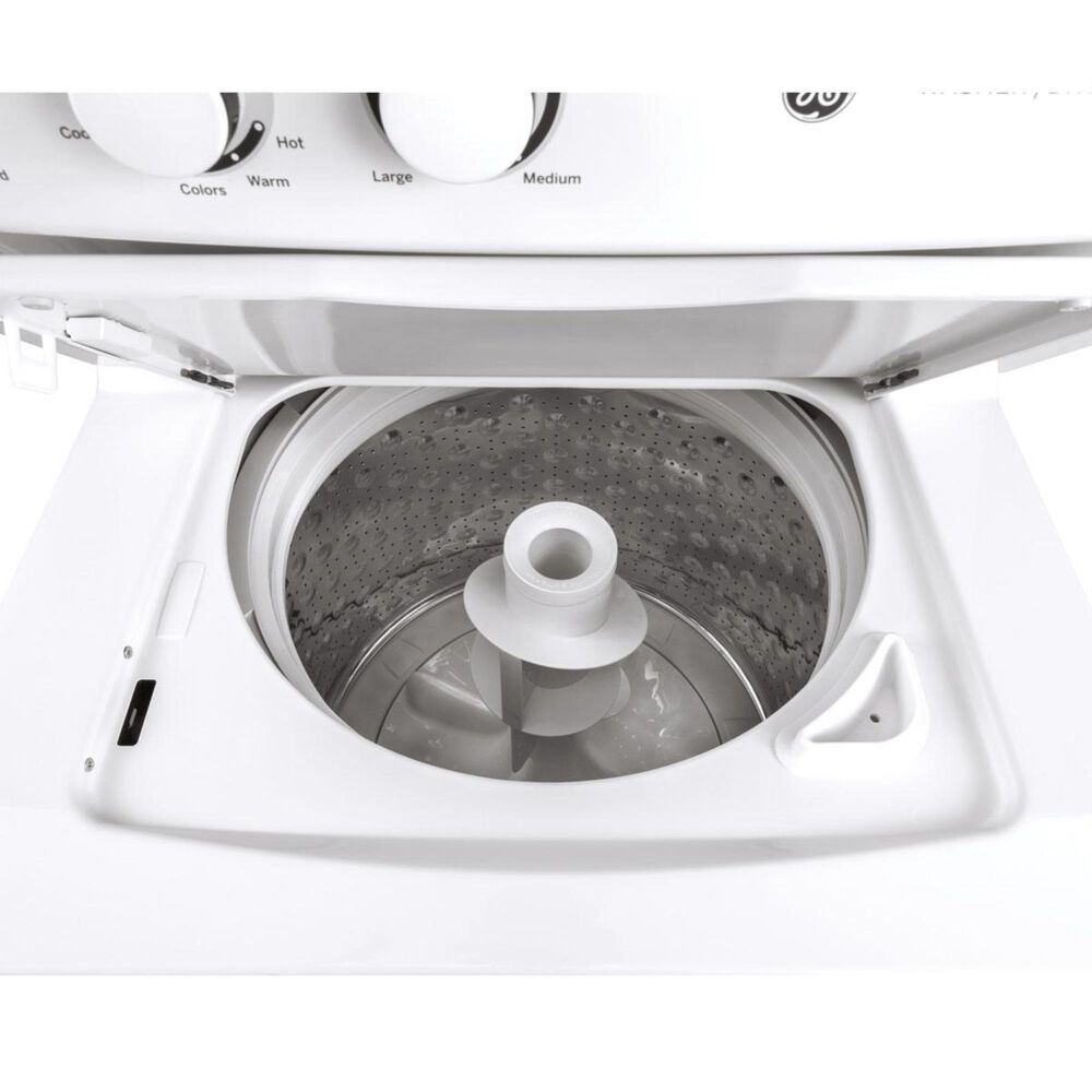 GE Appliances Unitized Spacemaker Gas Stack Laundry in White, , large
