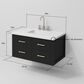 Lexora Home Castor 36" Single Bathroom Vanity in Black with 2 cm White Quartz Top and Rectangular Sink, , large