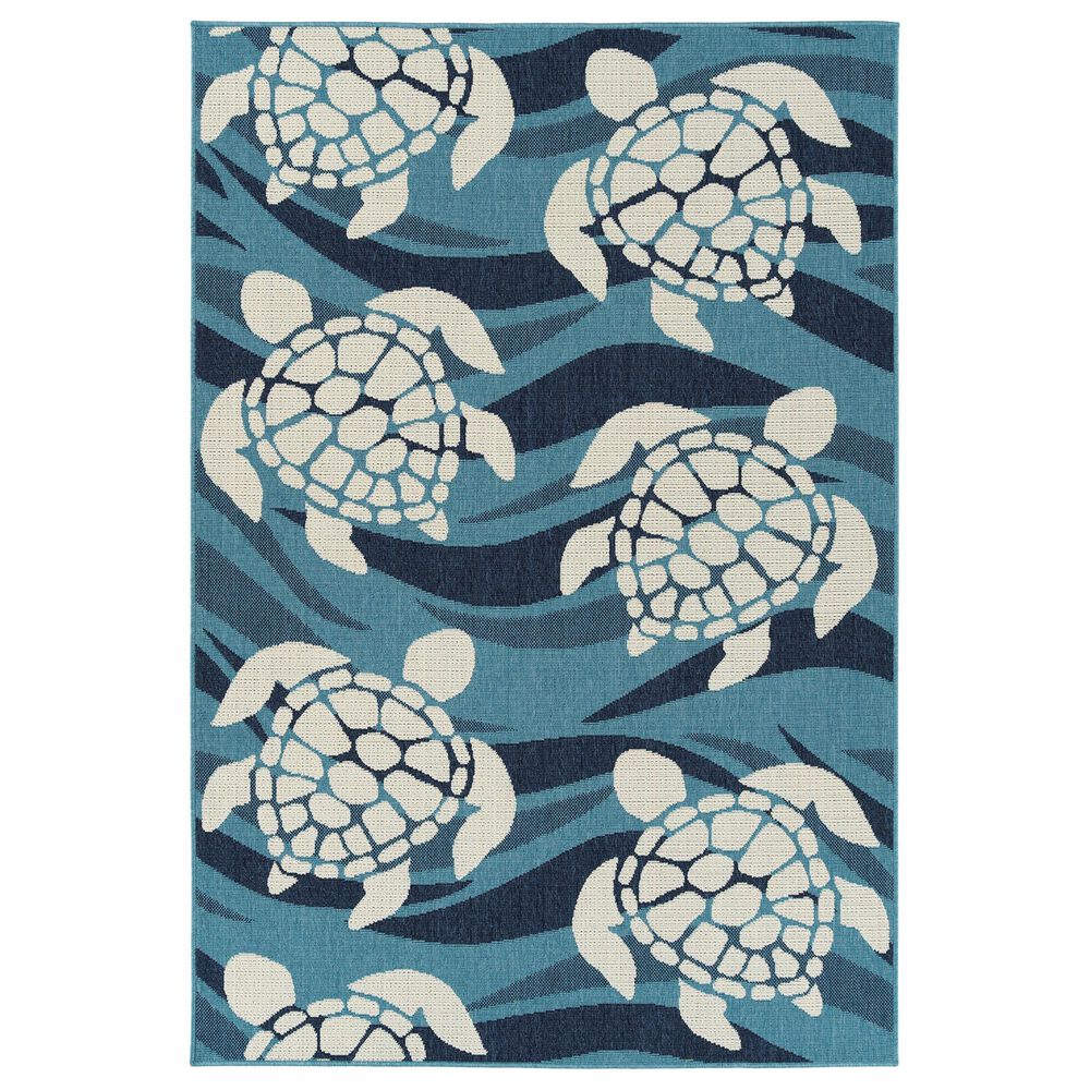 Kaleen Rugs Amalie 1"9" x 3" Light Blue, Ivory and Navy Indoor/Outdoor Area Rug, , large
