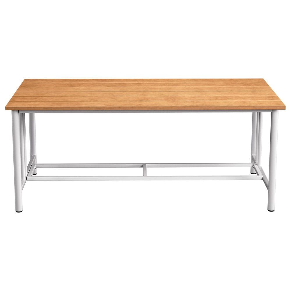 Sunwell Garden Patio Rectangular Coffee Table in Natural and White, , large