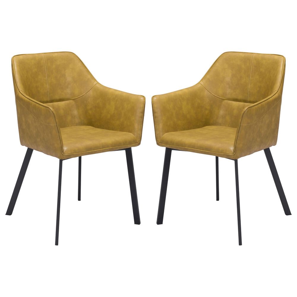 Zuo Modern Loiret Dining Chair in Yellow/Black (Set of 2), , large