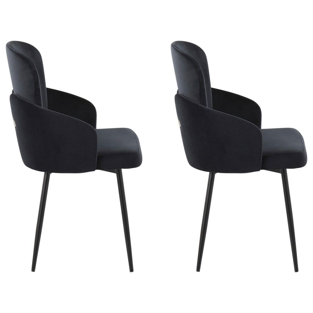 Lumisource Dahlia Dining Arm Chair with Black Velvet Cushion in Black and Gold &#40;Set of 2&#41;, , large
