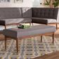 Baxton Studio Arvid Dining Bench with Gray Cushion in Walnut Brown, , large